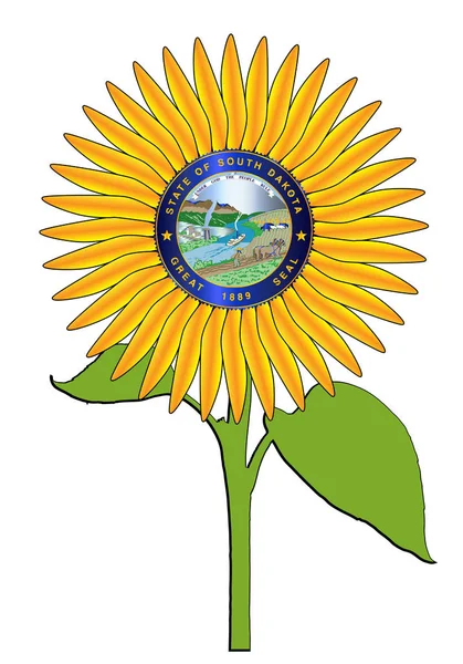 Giant Bright Jižní Dakota State Sunflower — Stockový vektor