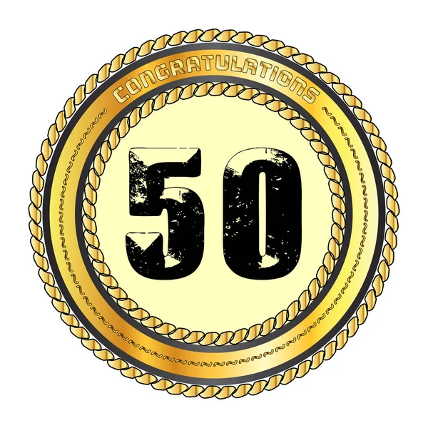 Confine di congratulazioni cinquanta oro — Vettoriale Stock