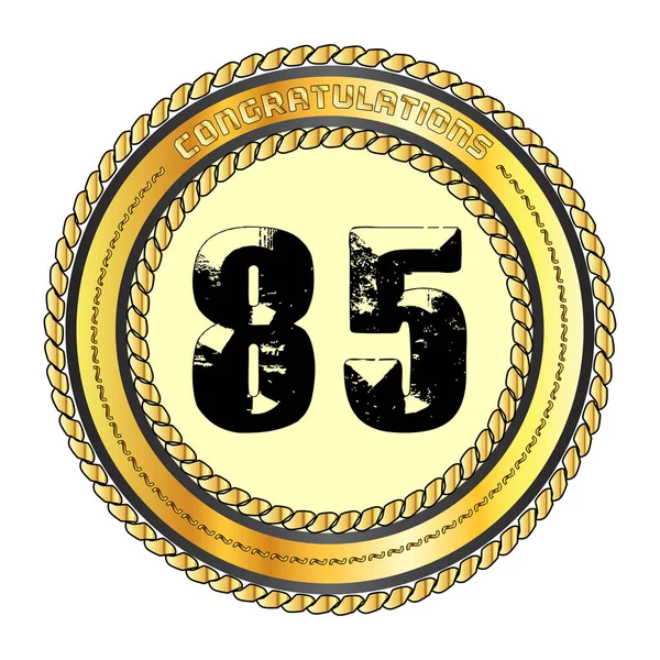 Eighty-five Gold Congratulations Border — 스톡 벡터