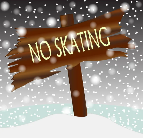 Winter No Skating Wooden Board — Stock Vector