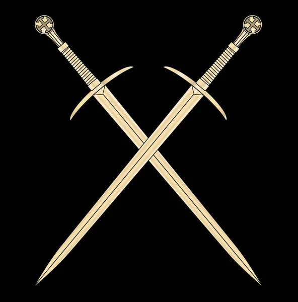 Dřevěný templář meč izolovaný na bílém pozadí — Stockový vektor