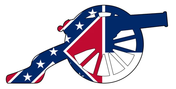 Flaga Mississippi z sylwetką Armaty Wojennej — Wektor stockowy