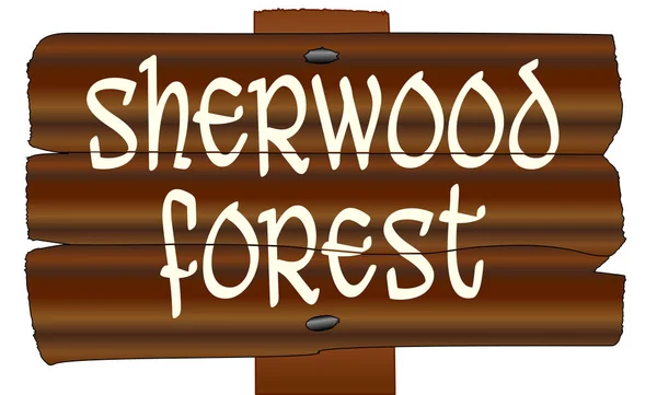 Sherwood Forest Stary drewniany znak — Wektor stockowy