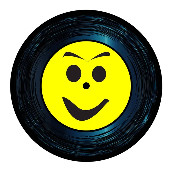 Sieben Zoll Vinyl glückliches Gesicht — Stockvektor