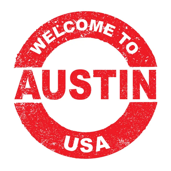 Sello de tinta de goma Bienvenido a Austin USA — Archivo Imágenes Vectoriales
