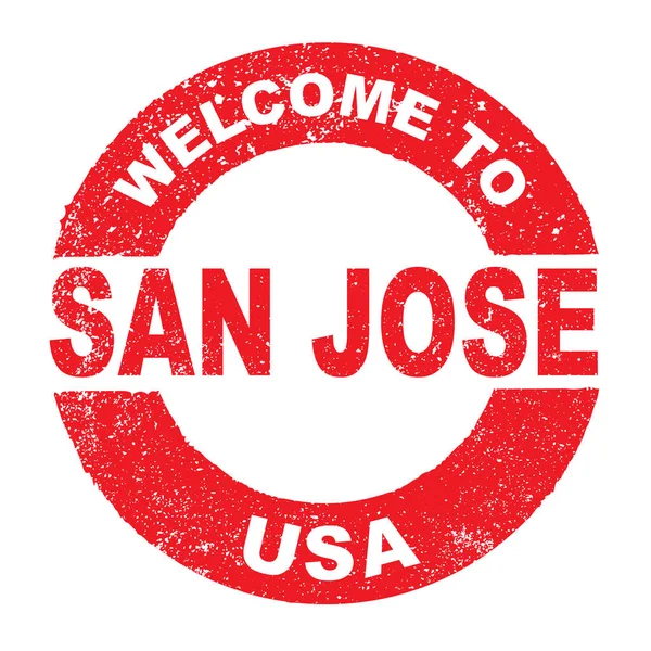 Sello de tinta de goma Bienvenido a San José USA — Archivo Imágenes Vectoriales