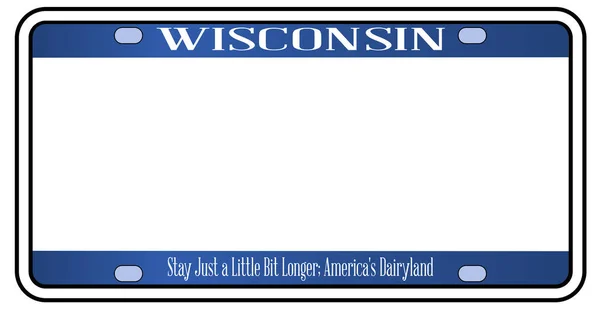 Placa de matrícula del estado de Wisconsin en blanco — Archivo Imágenes Vectoriales