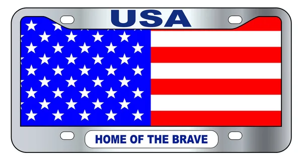 USA Home Of The Brave License Plate — Stock Vector