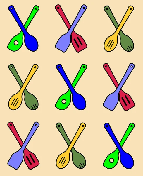 Herramientas de cocina de madera patrón de repetición — Vector de stock