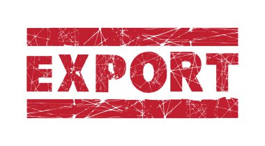 Beyaz arkaplan üzerinden ihraç edildiğini belirten damgalı kırmızı kauçuk bir mürekkep.