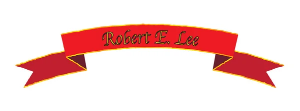 Czerwony Jedwabny Sztandar Napisem Robert Lee Białym Tle — Wektor stockowy