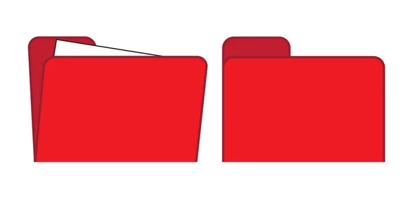 Par Iconos Carpetas Computadora Rojo Aislados Sobre Fondo Blanco — Vector de stock
