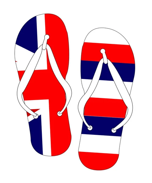 Red White Blue Hawaii State Flag Flip Flop Shoe Silhouette — Stock Vector