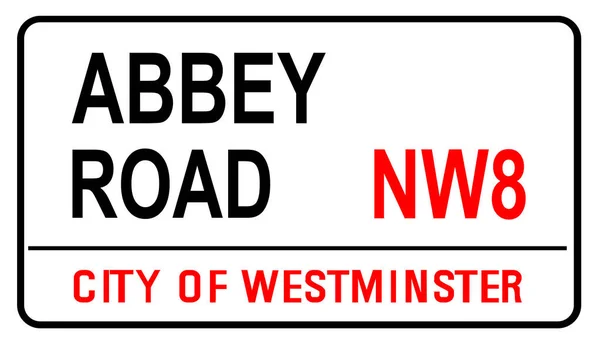Gatunamnet Skylt Från Abbey Road Den Berömda Gatuskylten London England — Stock vektor