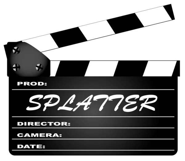 Typisk Film Clapperboard Med Legenden Splatter Isolerad Vit — Stock vektor