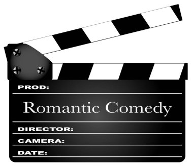 Efsanevi Romantik Komedi 'nin beyaz üzerine izole edilmiş tipik bir film seti..