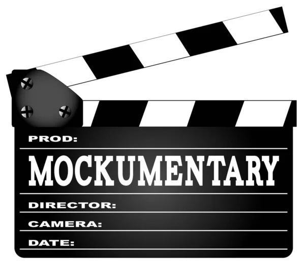 Typický Film Clapperboard Legendou Mockumentary Izolované Bílém — Stockový vektor