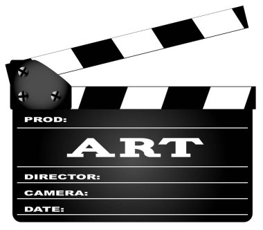 Efsanenin olduğu tipik bir film tahtası. Sanat beyaza izole edilmiş..