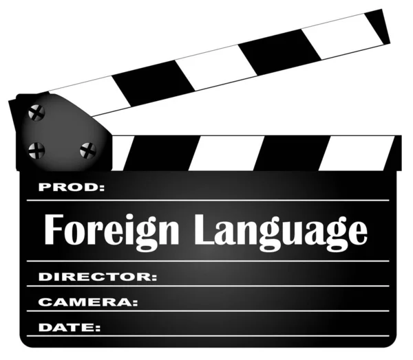 Typical Movie Clapperboard Legend Foreign Language Isolated White — Stock Vector