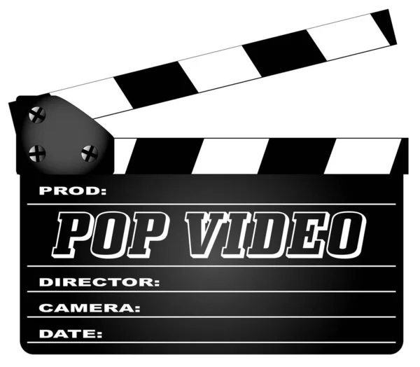 Typisk Film Clapperboard Med Legenden Pop Video Isolerad Vitt — Stock vektor