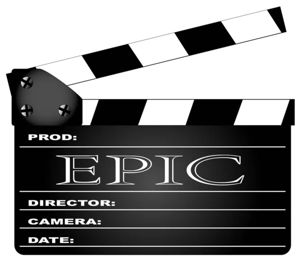 Typický Film Clapperboard Legendou Epic Izolované Bílém — Stockový vektor