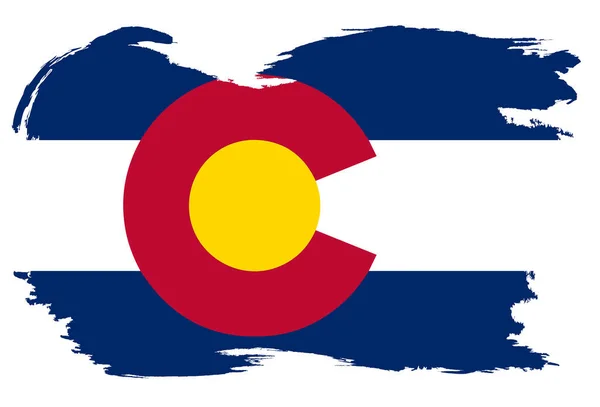 Flag Usa State Colorado White Grunge Border Copy Space — Stock Vector