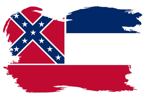 Bandeira Estado Norte Americano Mississippi Com Uma Fronteira Branca Grunge — Vetor de Stock