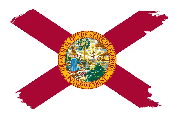 Vlag Van Staat Florida Met Een Witte Grunge Grens Kopieer — Stockvector