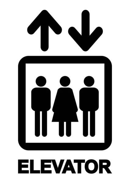 Лифт Традиционном Старом Стиле Табличка Мужскими Женскими Персонажами Белом Фоне — стоковый вектор