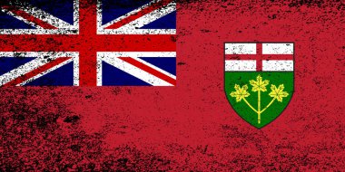Ontario Kanada İl Bayrağı motifli ve grunge FX 'li Union Flag
