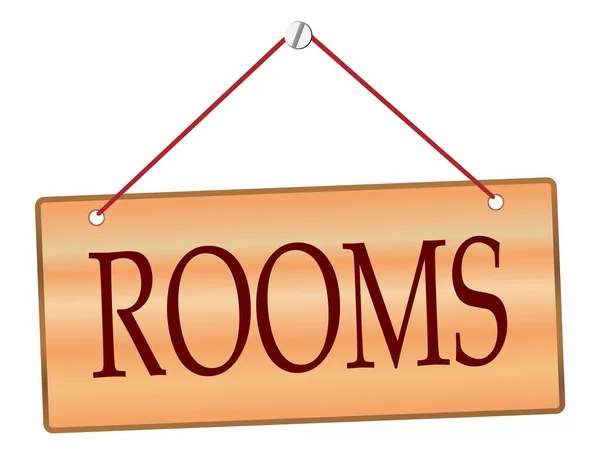 Rooms Let Plaque Plack Woodgrain String Screw White Background — Stock Vector