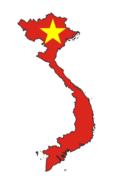 Carte Vietnam Avec Icône Drapeau Isolé Sur Fond Blanc — Image vectorielle