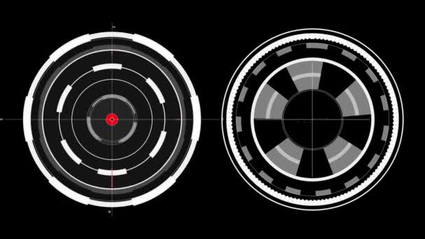 UI daire hareket tasarımı. Ekran grafik dokunmatik elemanları ile fütüristik konsept — Stok video