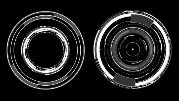 2 hi-tech cirkel Burst elementen. HUD bewegende beelden — Stockvideo