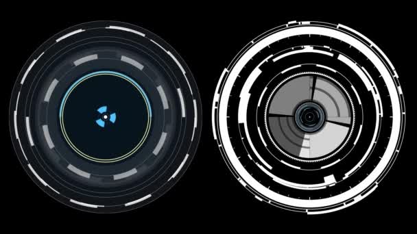 Circle Burst HUD Motion Graphics com dois elementos de UI — Vídeo de Stock