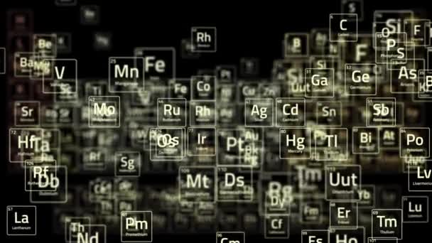 Elementi tavola periodica. 4K Animazione del concetto di Mendeleev Tavola periodica. Chimica — Video Stock