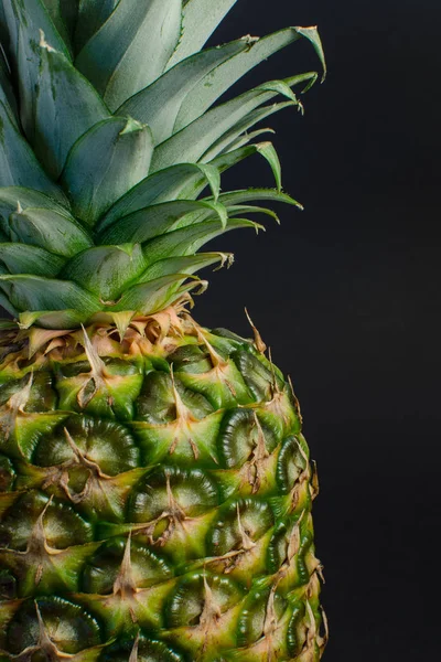 Pineapple fruit close up, black background — Stock Photo, Image