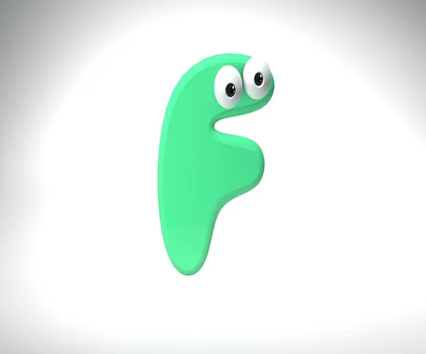 Isolated 3D illustrations. The  kids letter  with eyes on a gradient background from white to gray. Abstraction.