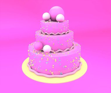 3 boyutlu illüstrasyon. Büyük pasta..