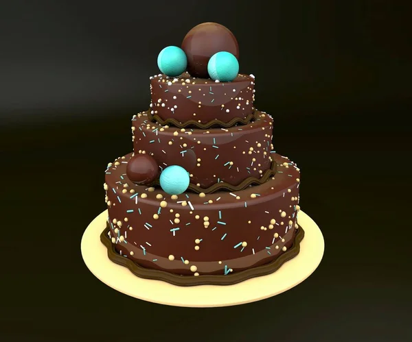 3D例证 大蛋糕 — 图库照片