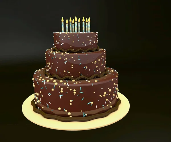 3 boyutlu illüstrasyon. Büyük pasta..