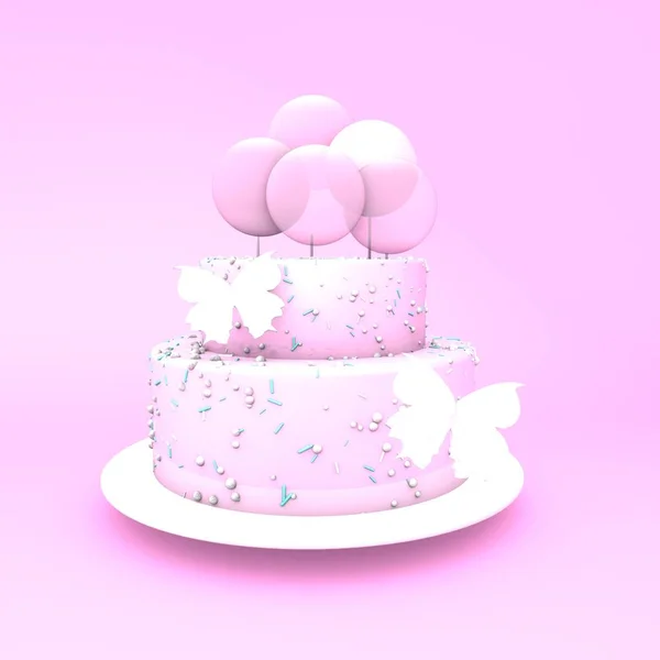 3 boyutlu illüstrasyon. Büyük pasta..