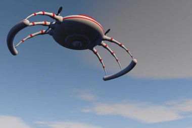 Quadcopter ile izole edilmiş 3d illüstrasyon.