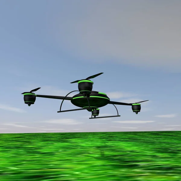 Quadcopter ile izole edilmiş 3d illüstrasyon.