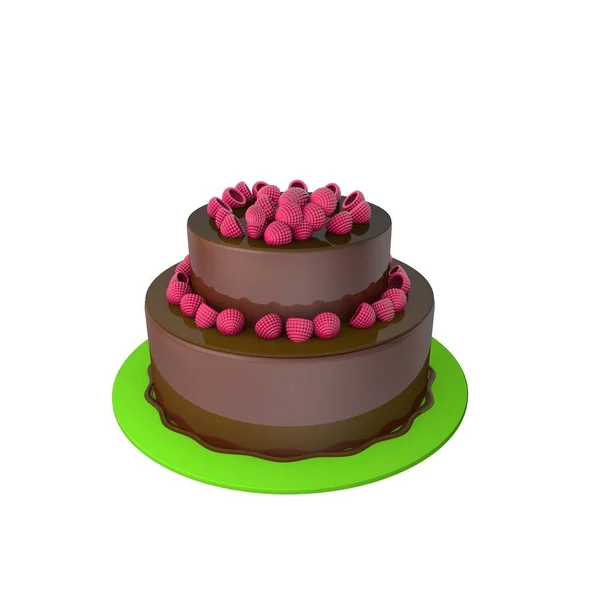 3d illustration.   Big cake on white background.