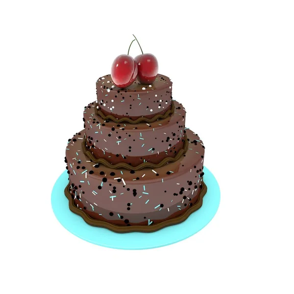 3Dイラスト 白い背景に大きなケーキ — ストック写真