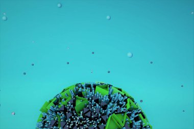 Dijital 3D çizim. Geometrik şekillerin arkaplanı