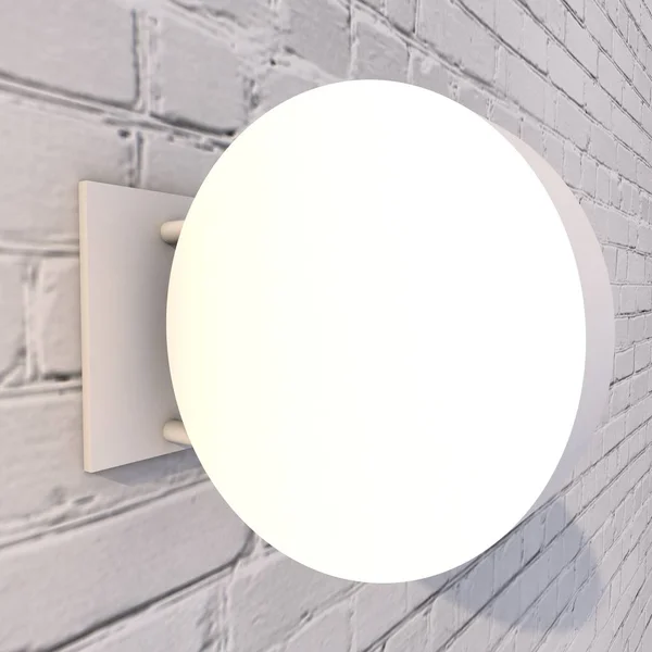 isolated 3d image.White sign on a white brick wall