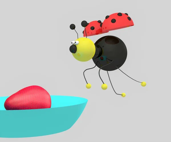 Ізольований Ілюстрація Funny Ladybug — стокове фото