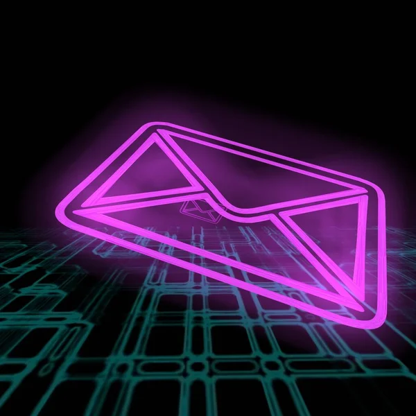 İzole edilmiş üç boyutlu görüntü. Dijital arkaplanda zarflar. Dijital iletişim konsepti. 